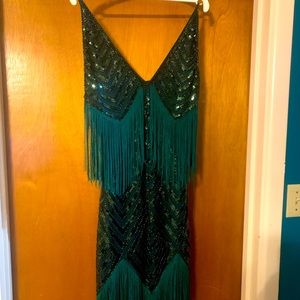 Hunter green flapper, Gatsby dress